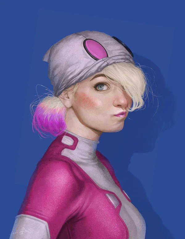 The Unbelievable Gwenpool #1 cover with Gwenpool riding a pink motorcycle holding an umbrella