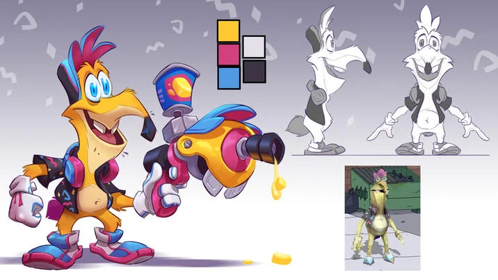 Gwimbly Smiling Friends — Fan-made Gwimbly character design sheet with color palette and reference poses