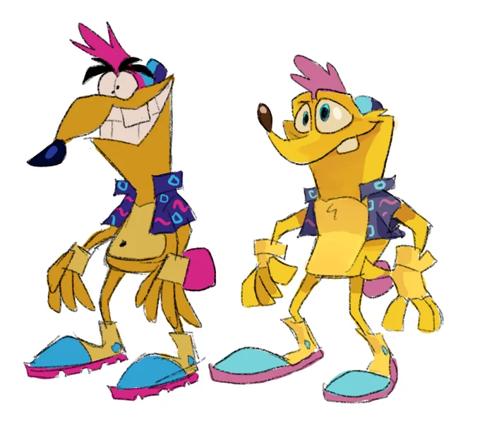 Gwimbly Smiling Friends — Two hand-drawn sketches of the Gwimbly character in different poses