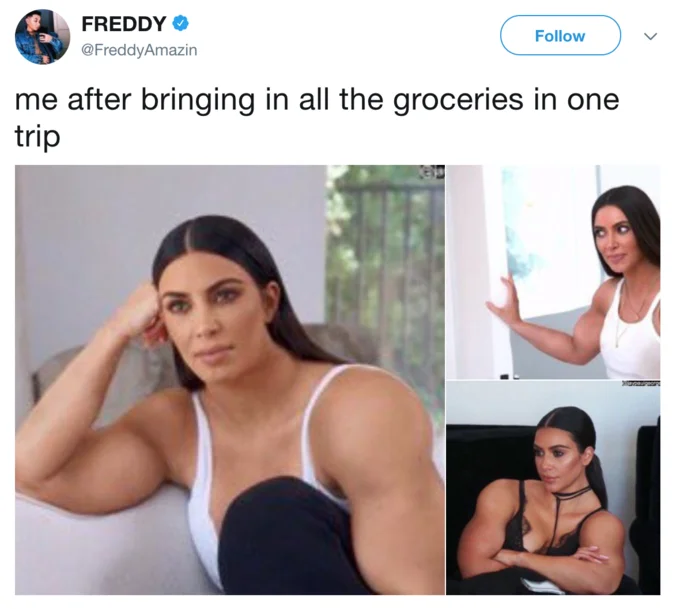 Gym Kardashian — Kendall Jenner photoshopped with exaggerated muscular arms