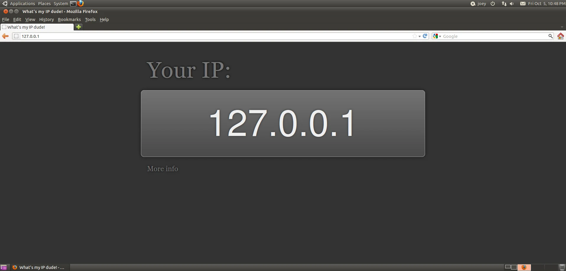 Hack 127.0.0.1 — Green text on black reading 127.0.0.1 is the loneliest number