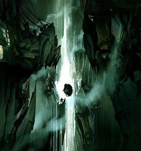 Half Life 3 Confirmed — Concept art of a shadowy figure in a vast ruined city