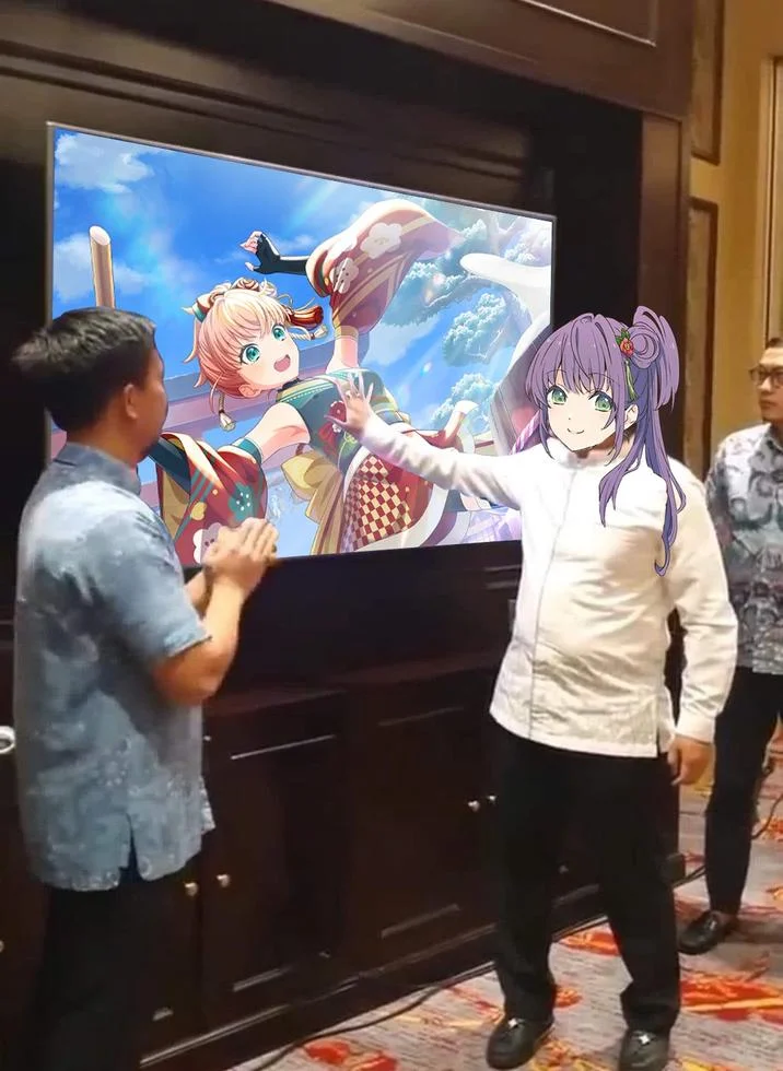 Hand Scanner Video Fail — Edit of the viral scene with an anime character replacing a man and anime game on screen