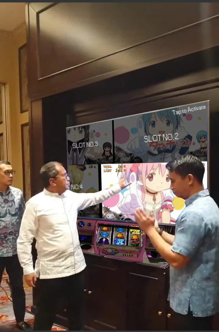 Hand Scanner Video Fail — Edit of hand scanner scene with Madoka Magica slot machine graphics on the TV