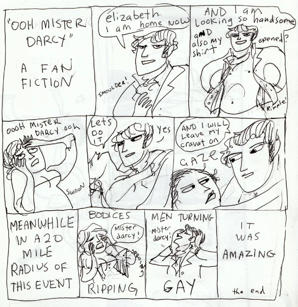 Hark! A Vagrant — Kate Beaton 'Ooh Mister Darcy' Pride and Prejudice parody comic