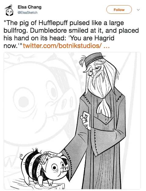 Harry Potter Predictive Text Chapter — Twitter reaction quoting the Botnik Harry Potter line about the Death Eaters being dead.