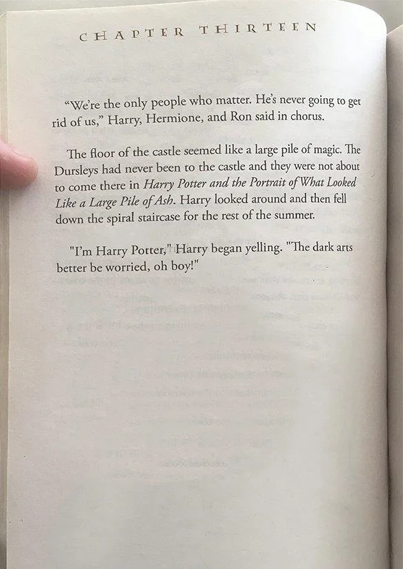 Harry Potter Predictive Text Chapter — Final page of the Botnik Harry Potter chapter ending with Harry yelling about the dark arts.