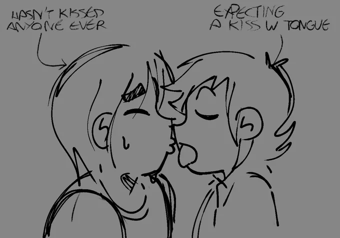 Has Never Kissed Anyone Before — Sketch of two anime characters kissing with tongue, captioned with the meme format