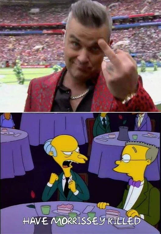 Have The Rolling Stones Killed — A metal musician with mohawk and chain at stadium misidentified with Mr. Burns ordering them killed.