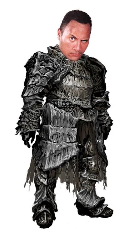 Dwayne Johnson's head photoshopped onto Havel the Rock's body