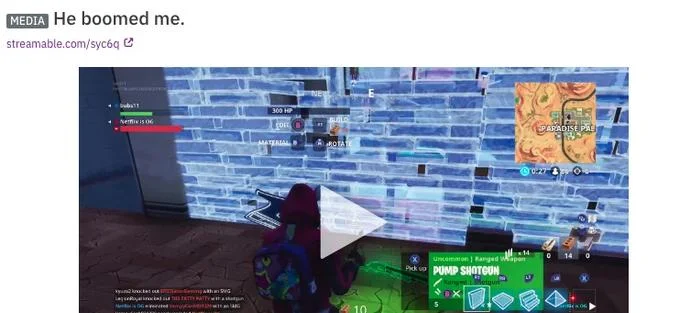 Twitch or gaming video screenshot featuring 'He boomed me' text overlay in gaming and streaming context.