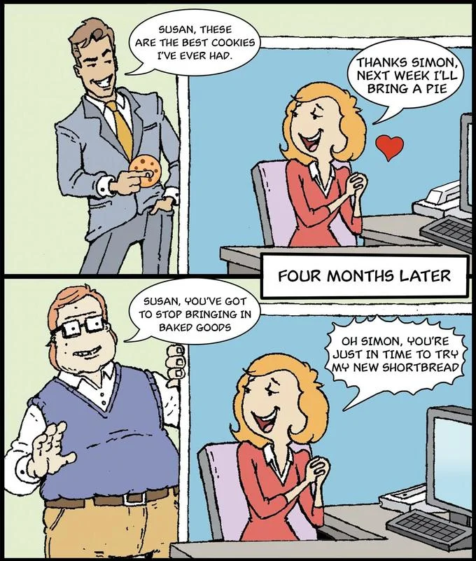 Hello Human Resources — An extended multi-panel parody showing a follow-up story months later with additional dialogue and context.