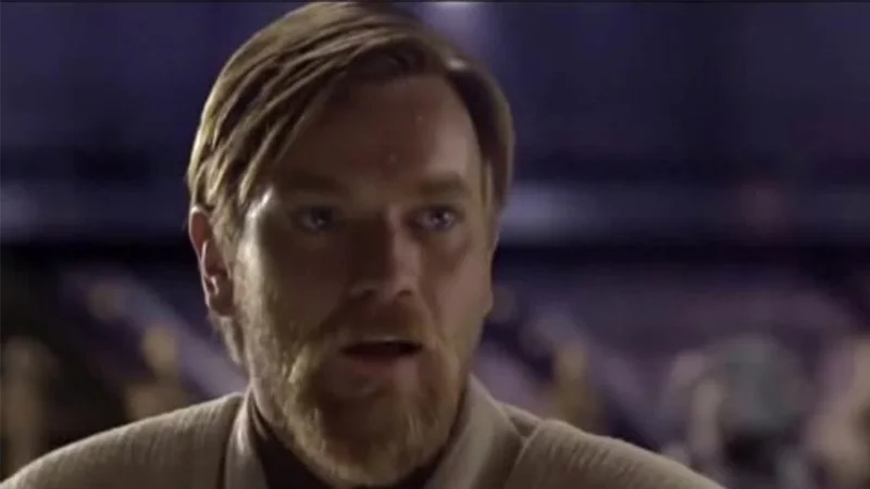 Hello There — Close-up of Obi-Wan Kenobi with slightly open mouth, from Revenge of the Sith