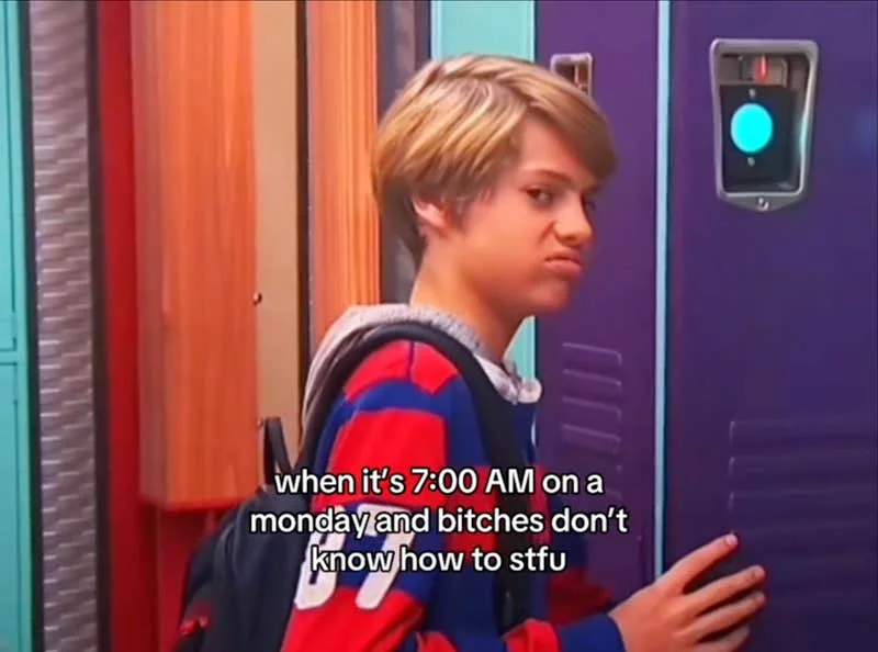 Henry Danger Meme — Henry Danger character looking annoyed with Monday morning caption reaction meme