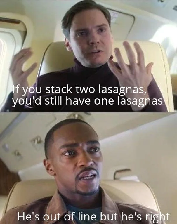 Hes Out Of Line But Hes Right — Zemo's lasagna-stacking logic met with Sam Wilson's reluctant agreement