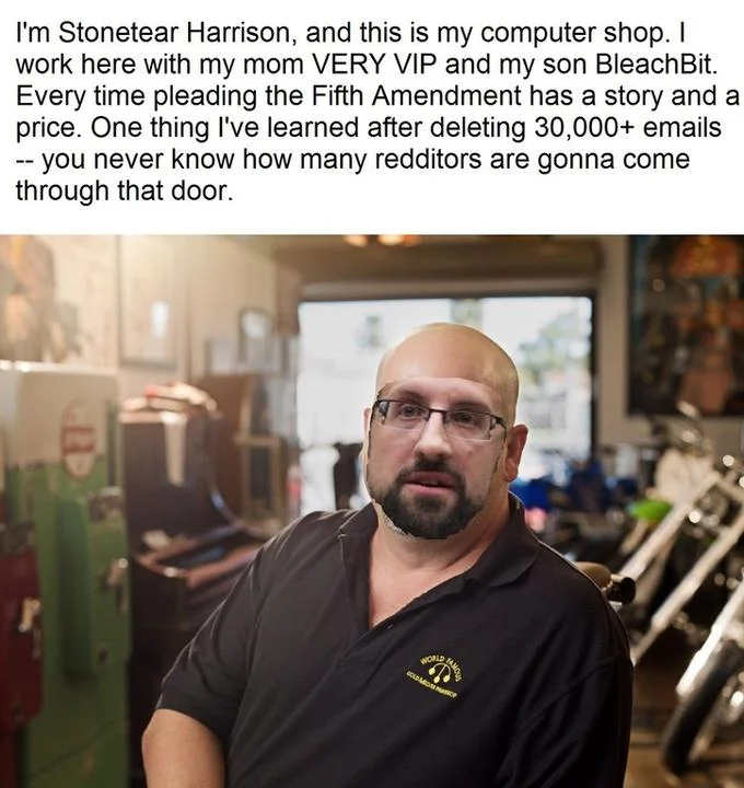 Hillary Clinton Email Controversy — Meme parodying Orange County Choppers referencing Stonetear, BleachBit and the 30,000 deleted Clinton emails