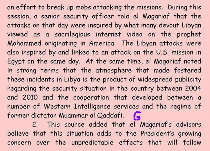 Second page of leaked memo to Hillary Clinton on Libya attacks