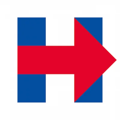 Hillary Clinton 2016 campaign H logo with red arrow