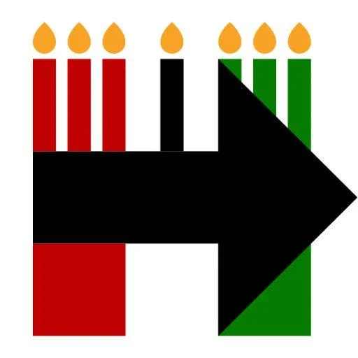 #HillaryNewLogo — Kwanzaa parody of Hillary Clinton H logo with candles in red, black and green