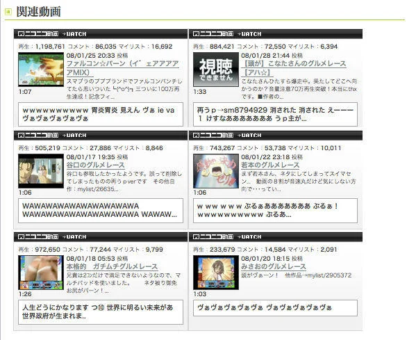 Hissu Amoto San — Nico Nico Douga related videos grid of MAD parody uploads