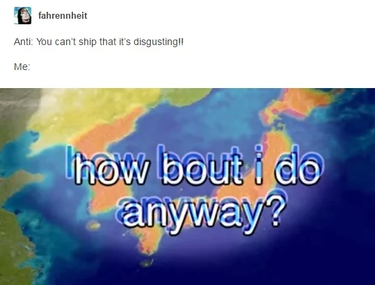 Tumblr post using the 'how bout i do anyway?' still from the history of japan video