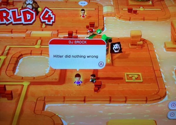 Super Mario 3D World Miiverse post saying Hitler did nothing wrong