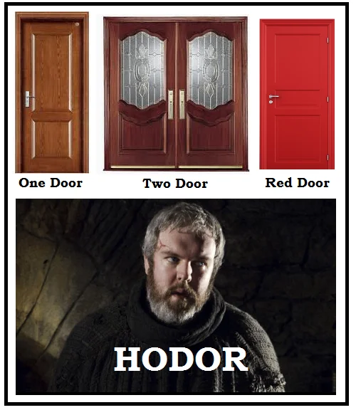 Doors labeled One Door, Two Door, Red Door with Hodor labeled below