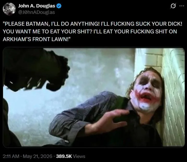 Homelander Death Scene Parodies — Tweet pairing the begging-quote parody text with Voldemort crumbling apart in his death scene
