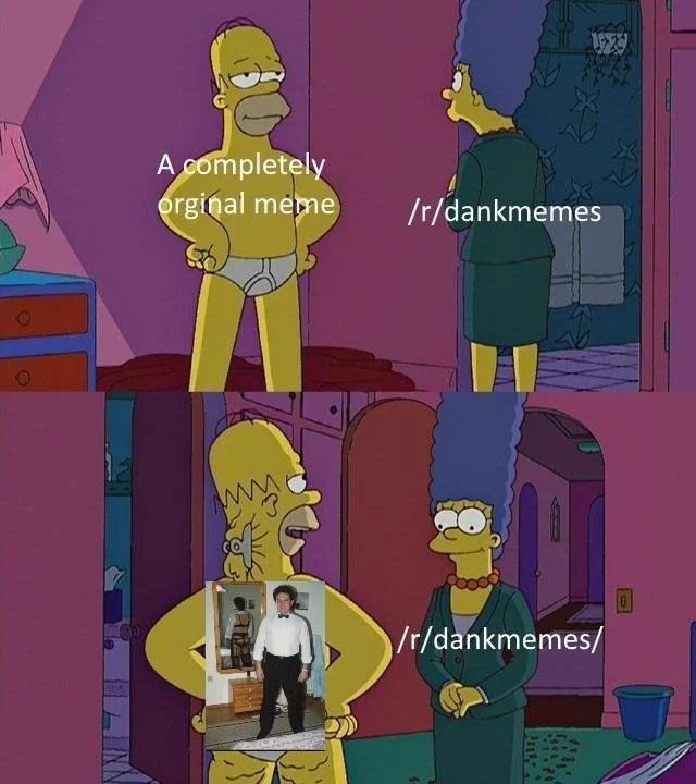 Homer Simpson's Back Fat — Homer back fat meme mocking r/dankmemes with a weight loss photo reveal