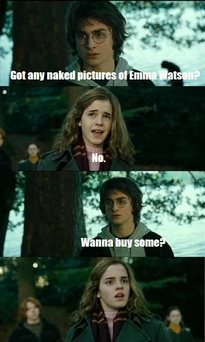 Horny Harry meme with Emma Watson naked pictures joke