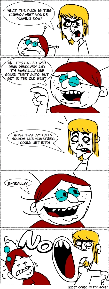 Guest comic by Edd Gould in Hotdiggedydemon's style about Red Dead Revolver