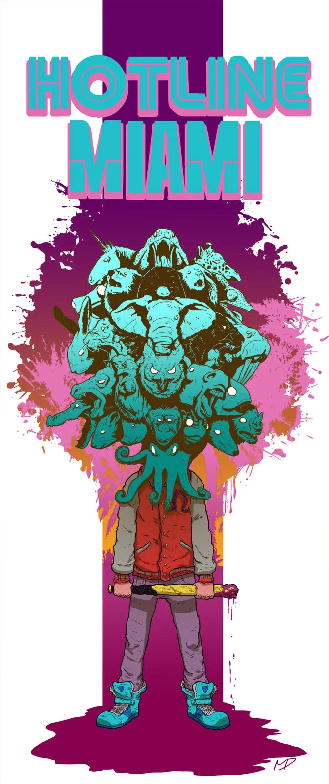 Hotline Miami poster fan art with Jacket and animal-mask cluster