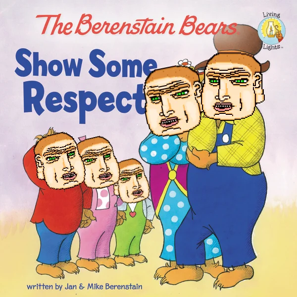 Berenstain Bears book cover with Hotline Miami Jacket faces