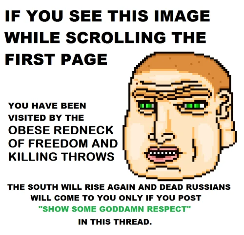 Hotline Miami — Pixel Jacket face with chain-letter meme text about killing throws