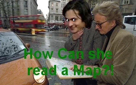 How Can She Slap — Street photograph of two people with bright green text 'How can she read a Manga'