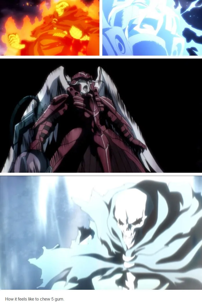 How It Feels To Chew 5 Gum — Anime collage of dramatic characters captioned How it feels like to chew 5 gum