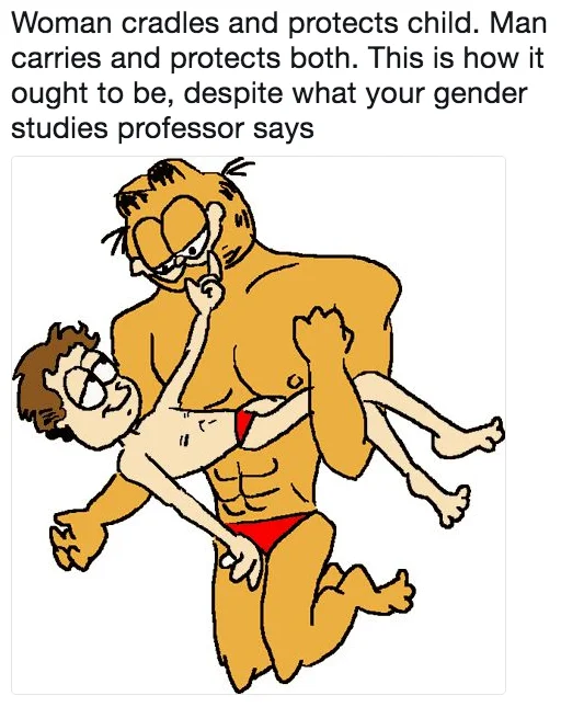 How It Ought To Be — Garfield and Jon Arbuckle in underwear parody meme with Matt Walsh caption