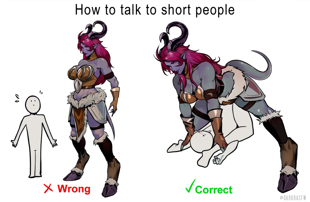 Cropped low-resolution thumbnail of a How to talk to short people meme variant