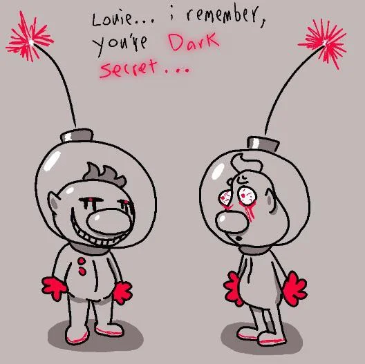 Human I Remember Youre Genocides — Hand-drawn parody with characters saying 'Louie i remember you're Dark secret'