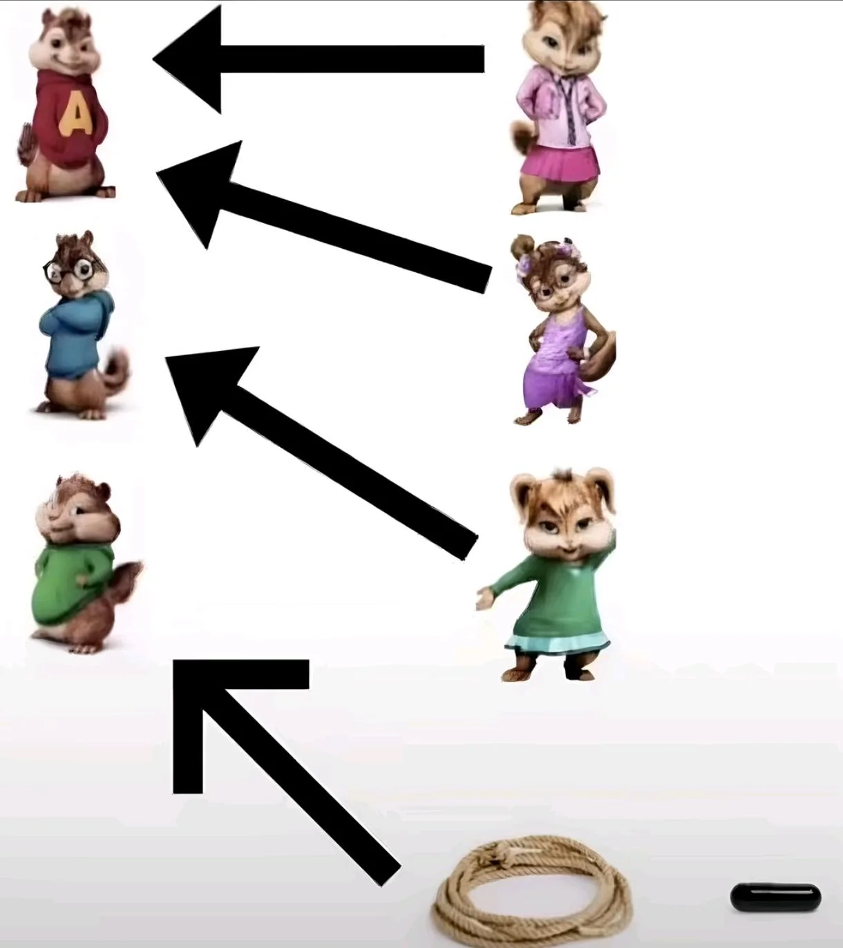 Hypergamy Chart — Chipmunks hypergamy parody with rope and black pill pointing at a rejected chipmunk.