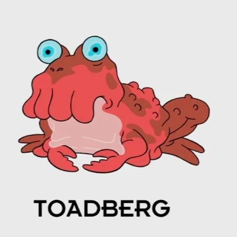 Hypnotoad — Toadberg parody illustration of a red crab-toad hybrid character
