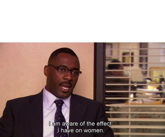 I Am Aware Of The Effect I Have On Women — Office scene showing Charles Miner seated confidently with subtitle about effect on women.