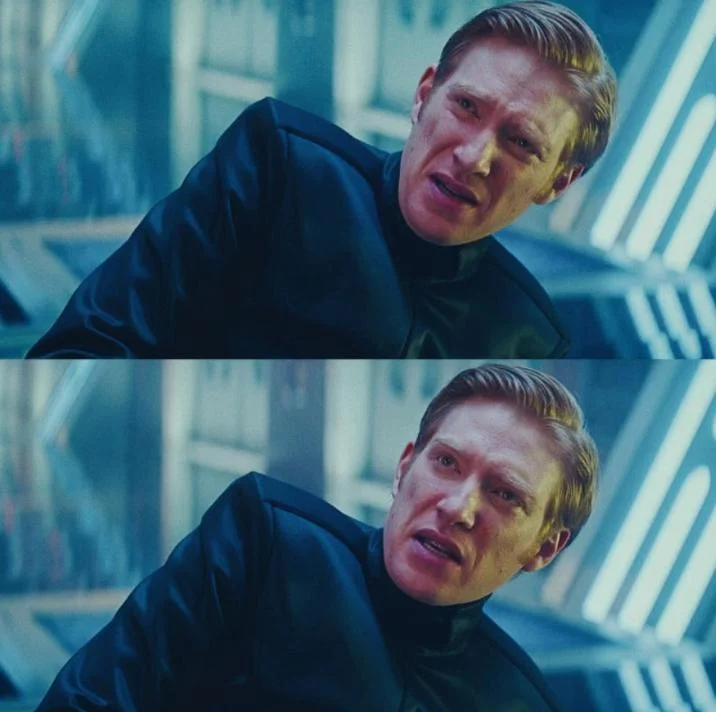 I Don't Care If You Win, I Just Need X To Lose — Two-panel blank meme template with two reaction shots of General Hux grimacing