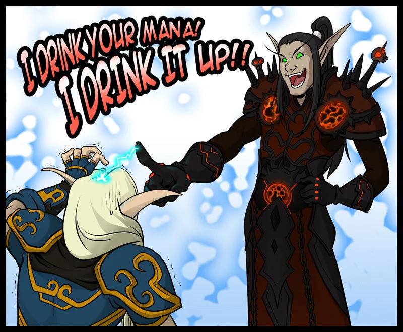 I Drink Your Milkshake! — World of Warcraft blood elf mage draining mana from another character with milkshake-line parody caption