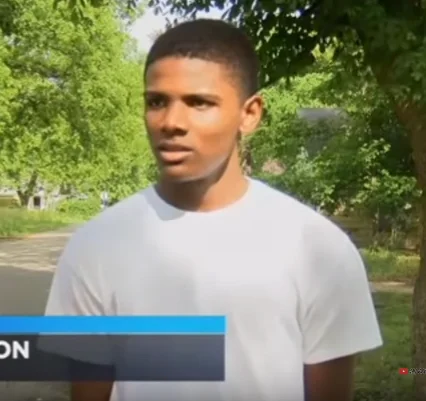 I Dropped My Hot Pocket — Young man in white t-shirt being interviewed outdoors on local news