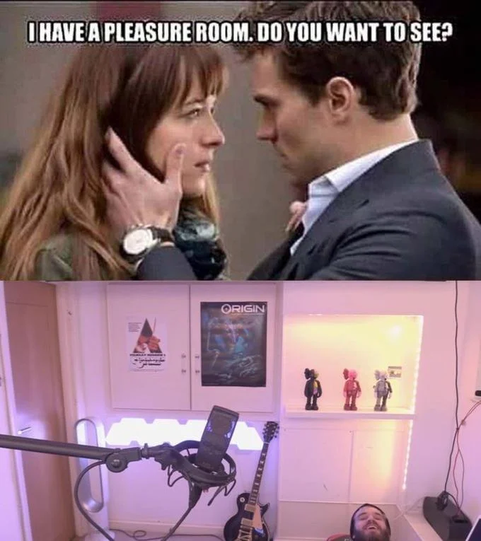 I Have a Pleasure Room — Pleasure room meme paired with a gamer's streaming setup