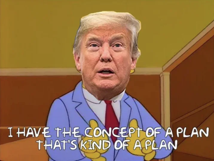 I Have Concepts Of A Plan — Trump face on Simpsons Lionel Hutz body with caption about concept of a plan