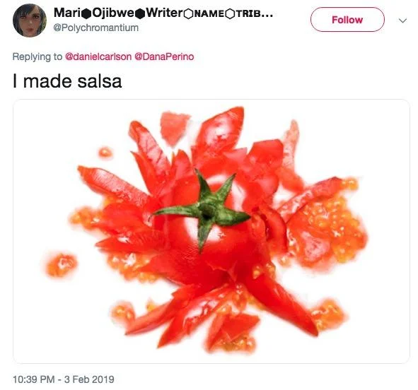 Tweet captioned 'I made queso' showing an open septic tank with a red hose.