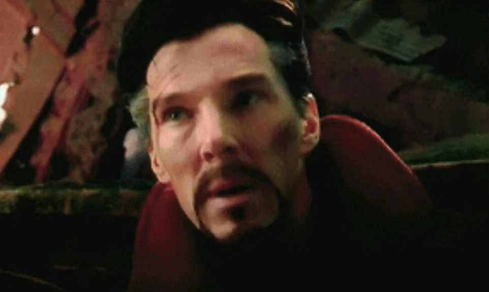 I Saw 14,000,605 Futures — Doctor Strange looking up with a shocked expression in Avengers: Infinity War.