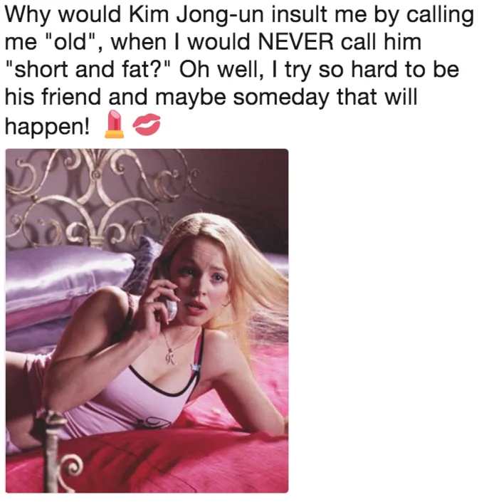 I Try So Hard to Be His Friend — Regina George from Mean Girls on a pink phone with meme caption